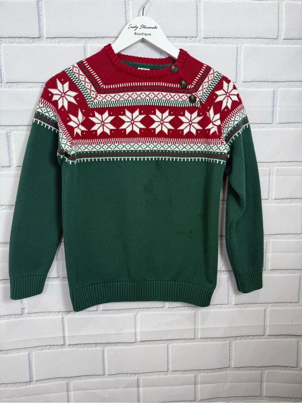 Kids Christmas Fair Isle Snowflake Sweater Red Green Holiday Pullover/12